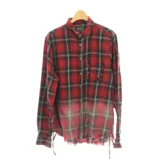 ザラマン ZARA MAN シャツ 赤 レッド 黒 ブラック 白 ホワイト チェック柄 長袖 切りっぱなしの裾 /LP ■GY58