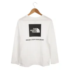 ザノースフェイス THE NORTH FACE 長袖Tシャツ 150 白 ホワイト ロゴ バックプリント クルーネック /AH32 ■GY58
