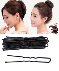 shefun ヘアピン Uピン 40本 ユーピン 細 5cm 6cm 7cm お団子 髪ピン 黒 ゴールド ネジピンJP157 (【A3】40本黑7cm)