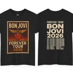 新品 ボンジョヴィ Bon Jovi バンドTシャツ ミュージックTシャツ ブラック XLサイズ バンティー バンT バンド ロック グランジ メタル メンズ レディース ユニセックス 半袖 夏物 夏服 かっこいい 両面プリント 古着 ユーズド ボンジョビのサムネイル