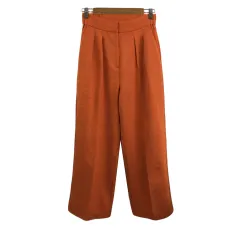センスオブプレイス バイ アーバンリサーチ Sense of Place by Urban Research パンツ ワイド ロング ハイウエスト タック 無地 M オレンジ