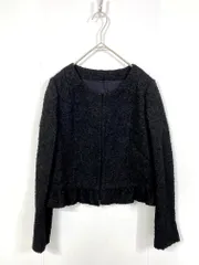 ANAYI アナイ ツイード ノーカラー ジャケット size36/黒 ◆■レディース
