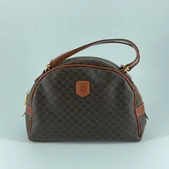 CELINE(セリーヌ)　マカダム柄　ドーム型　ハンドバッグ　ブラウン