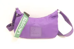 【中古】 LACOSTE レディースショルダーバッグ -- アクティブ ナイロン シグネチャーパッチバゲットショルダーバッグ  LACOSTE -- 紫 パープル ロゴ