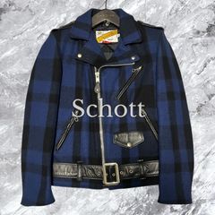Schott ショット ダブルライダースジャケット チェック ウール