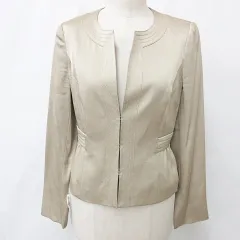 アナイ ANAYI ジャケット ノーカラージャケット 八分袖 ベージュ ブラウン 38