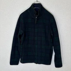 フリースジャケット ダークグリーン チェック柄 ネイビー　リバーシブル
