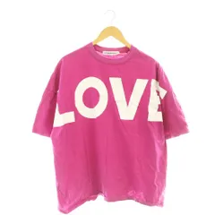 キャサリンハムネット KATHARINE HAMNETT Tシャツ カットソー 半袖 プリント XL ピンク ホワイト /ES