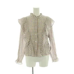 ザラ ZARA シャツ ブラウス L マルチカラー チェック柄 長袖 タグ付き フリル /AG ■OS