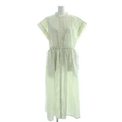 シンプリシテェ Simplicite ワンピース 緑 グリーン ストライプ柄 バンドカラー /AP