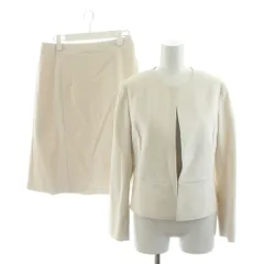 23区 オンワード樫山 スーツ セットアップ ノーカラージャケット フレアスカート ひざ丈 38 40 白 ホワイト /AN41 ■MA