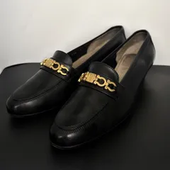 サルヴァトーレフェラガモ Salvatore Ferragamo パンプス ローファー ガンチーニ プレーントゥ レザー 5.5 22.5cm 黒 ブラック