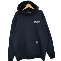 Carhartt カーハート 企業プリント パーカー フーディー プルオーバー フロントプリント バックプリント オーバーサイズ ビッグシルエット Honduras製 2XLサイズ ネイビー