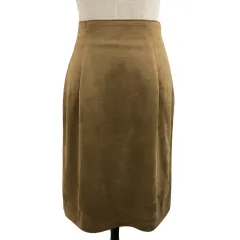 リリーブラウン Lily Brown スカート タイト ひざ丈 スエード調 ウエストゴム 無地 F 茶 ブラウン