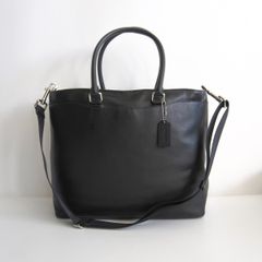 COACH トートバッグ 2way ビジネス A4可 ブラック オールレザー 黒