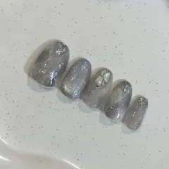 ブルーグレーニュアンス　天然石　奥行き　マグネット　ネイルチップ　購入より10日程度で発送