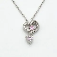 K10WG 4℃ ハート ネックレス ゆれる かわいい 1.33g ピンク シルバー レディース