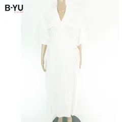 80%OFF  訳あり 新品 BE YOU SOON B-YU ワンピース M EOP1774 M Lサイズ ホワイト ロングワンピース ラップワンピース 半袖 イタリア製