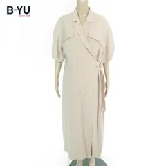 75%OFF  新品 BE YOU SOON B-YU ワンピース M EOP1775 M Lサイズ ベージュピンク ロングワンピース ラップワンピース 半袖 イタリア製