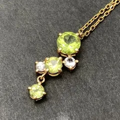 K10YG ペリドット ゆれる ネックレス 40cm アクセサリー 8月誕生石 平和 幸福 絆 夫婦愛 ジュエリー