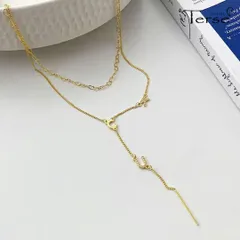 アルホースシュー ネックレス 2連 ロングチェーン CZダイヤ ゴールド Y字 幸運 ラッキー レディース 大人可愛い プレゼント ギフト 卒業式 入学式 バレンタイン 新作 パーティー ドレスアップ シック   送料無料 即購入OK 最短当日〜翌日発送