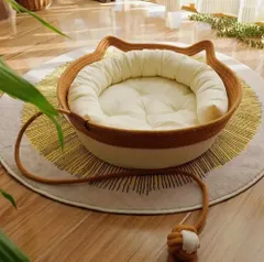 新モデル春夏秋冬快適 天然素材ペットネスト 丸洗い可能 プレイボール付属 小型犬・猫用 リラックス空間