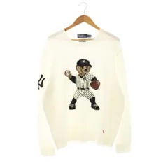 ポロ バイ ラルフローレン Polo by Ralph Lauren × MLB NY YANKEES ポロベアー  ニット セーター 長袖 リネン XL 白 710967438002 /NR ■OS ■AD