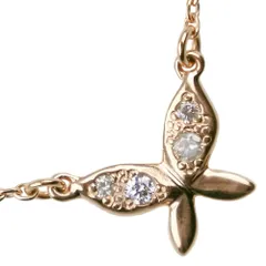 【agete】アガット バタフライ 蝶 K10イエローゴールド×ダイヤモンド 0.05 レディース 1.3g ネックレス