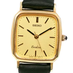 【SEIKO】セイコー エクセリーヌ 7321-6570 ステンレススチール×型押しレザー クオーツ アナログ表示 レディース ゴールド文字盤 腕時計