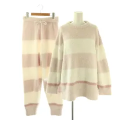 ジェラートピケ gelato pique パウダートリムボーダー プルオーバー 長袖 ロングパンツ セットアップ ルームウェア F ピンク /HK ■OS