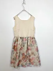Dolly Doll ドリードール アサクラ 花柄 シフォン ミニ丈 結婚式二次会 ドレス ワンピース size38/ベージュ ■■レディース