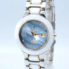 SalvatoreMarra サルバトーレマーラ Quartz クォーツ Watch 腕時計 ホワイトセラミック サファイアガラス Unisex ブルーシェル文字盤 稼働品 新品バッテリー クリーニング済みのサムネイル