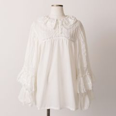 Tnewties】《知らない人からもった飴》フリルレースブラウス-White 