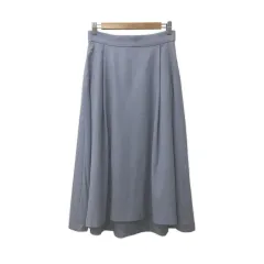 アナトリエ ANATELIER スカート フレア ロング 無地 ウール タック 38 水色 ライトブルー