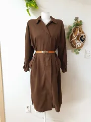 ページフルーLYNN スエード調 ジッパー ロング丈ワンピース 55 66 77 ブラウン