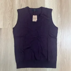 【228905】COMME CA ISM コムサイズム  ニットベスト　洗えるニット　ストレッチ　アクリル・ウール混　タグ付き　L  ・ パープル