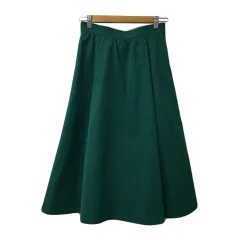 ナチュラルビューティーベーシック NATURAL BEAUTY BASIC スカート フレア ギャザー ロング タック 無地 S 緑 グリーン