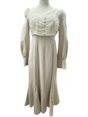 LILLIAN CARAT(リリアンカラット) 長袖 ひも付き  ジップ ボタン フレアスカート サイズ表記無し ベージュ レディース/025