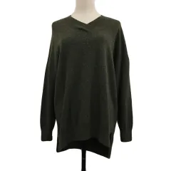 グローバルワーク GLOBAL WORK セーター ニット プルオーバー Vネック 無地 ナイロン カシミヤ混 長袖 M 緑 グリーン