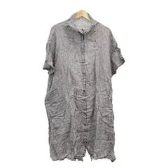 nest Robe(ネストローブ) ワンピース レディース美品  - グレー×白 半袖/ロング/チェック柄/シャツワンピ