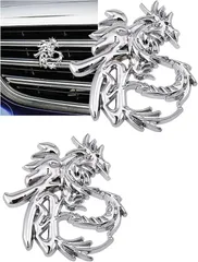 KITAX 3D立体エンブレム ステッカー 龍 2枚セット 車 バイク ヘルメット ドレスアップ アルミ (シルバー)