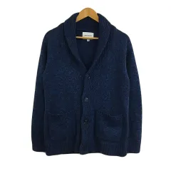 アーバンリサーチ URBAN RESEARCH カーディガン ニット ショールカラー メランジ 長袖 40 青 紺 ブルー ネイビー