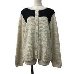 サマンサモスモス SM2 カーディガン ニット ラウンドネック 切替 アルパカ混 長袖 F 白 黒 ホワイト ブラック