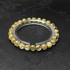 天然美品★【25A太陽花タイチンルチル】★黄金針水晶ブレスレット 天然石A 金運 6.8-7.3mm  ZB10072