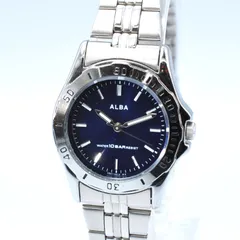 SEIKO セイコー ALBA アルバ V501-0BJ0 Quartz クォーツ Watch 腕時計 ブルー文字盤 稼働品 新品バッテリー クリーニング済み