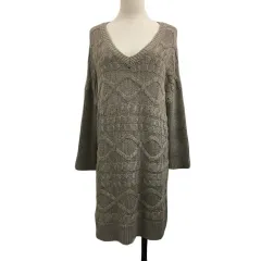 ジャーナルスタンダード レリューム JOURNAL STANDARD relume チュニック セーター ニット プルオーバー Vネック メランジ 無地 ケーブル スリット 長袖 F 茶 ブラウン