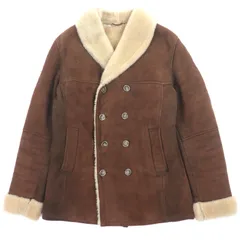 良品▼EMMETI エンメティ ダブルブレスト ラムレザージャケット ムートンコート ブラウン アイボリー 46 イタリア製 メンズ 防寒◎