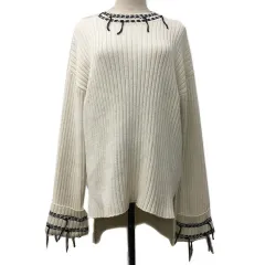 ザラ ZARA セーター ニット ハイネック リブ オーバーサイズ 長袖 USA S 白 黒 ホワイト ブラック