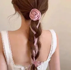ヘアアクセサリー バラ リボン レディース 韓国 花 髪飾り ピンク 白 黒 チョーカー かわいい オシャレ バレンタイン