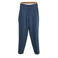 ザラ ZARA パンツ テーパード ロング ハイウエスト センタープレス 無地 USA XS 青 水色 ブルー ライトブルー